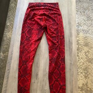 Lululemon Red Snake Skin Wunder Leggings